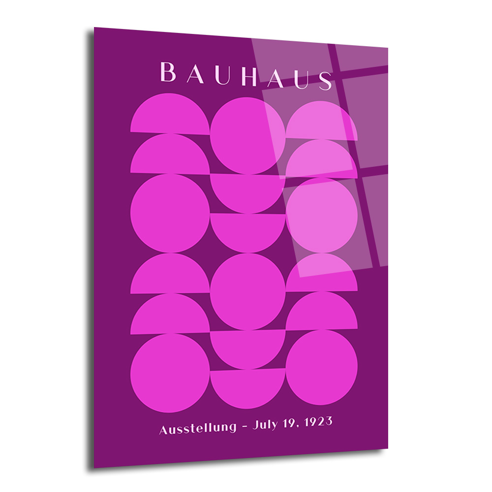 Bauhaus Mor Pembe Minimalist Geometrik Cam Tablo - Glazella Bauhaus Mor Pembe Minimalist Geometrik Cam Tablo - Glazella