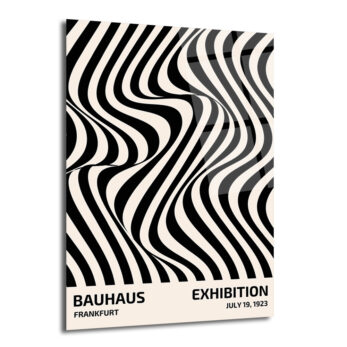 Bauhaus Optik İllüzyon Tasarımlı Siyah Beyaz Modern Cam Tablo - Glazella