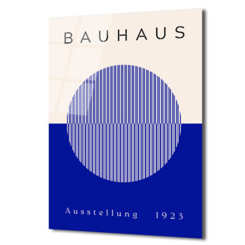 Bauhaus Sanatının Zamansız Yansıması: Modern Mavi Çizgili Cam Tablo - Glazella Bauhaus Sanatının Zamansız Yansıması: Modern Mavi Çizgili Cam Tablo - Glazella