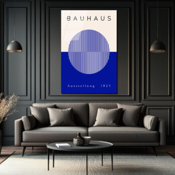 Bauhaus Sanatının Zamansız Yansıması: Modern Mavi Çizgili Cam Tablo - Glazella Bauhaus Sanatının Zamansız Yansıması: Modern Mavi Çizgili Cam Tablo - Glazella