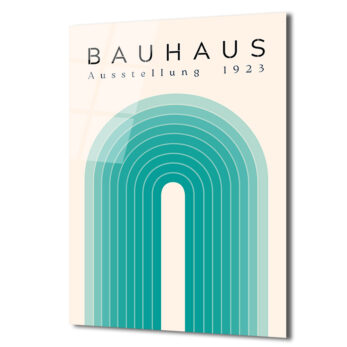 Bauhaus Ausstellung 1923 Minimalist Cam Tablo - Aqua Tonları - Glazella Bauhaus Ausstellung 1923 Minimalist Cam Tablo - Aqua Tonları - Glazella