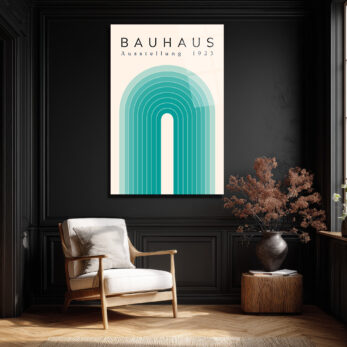 Bauhaus Ausstellung 1923 Minimalist Cam Tablo - Aqua Tonları - Glazella Bauhaus Ausstellung 1923 Minimalist Cam Tablo - Aqua Tonları - Glazella
