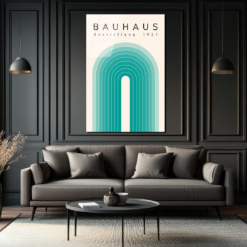 Bauhaus Ausstellung 1923 Minimalist Cam Tablo - Aqua Tonları - Glazella Bauhaus Ausstellung 1923 Minimalist Cam Tablo - Aqua Tonları - Glazella
