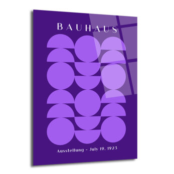 Bauhaus Geometrik Mor Sanat Cam Tablo - Modern Duvar Dekoru - Glazella