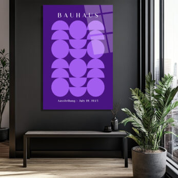 Bauhaus Geometrik Mor Sanat Cam Tablo - Modern Duvar Dekoru - Glazella Bauhaus Geometrik Mor Sanat Cam Tablo - Modern Duvar Dekoru - Glazella