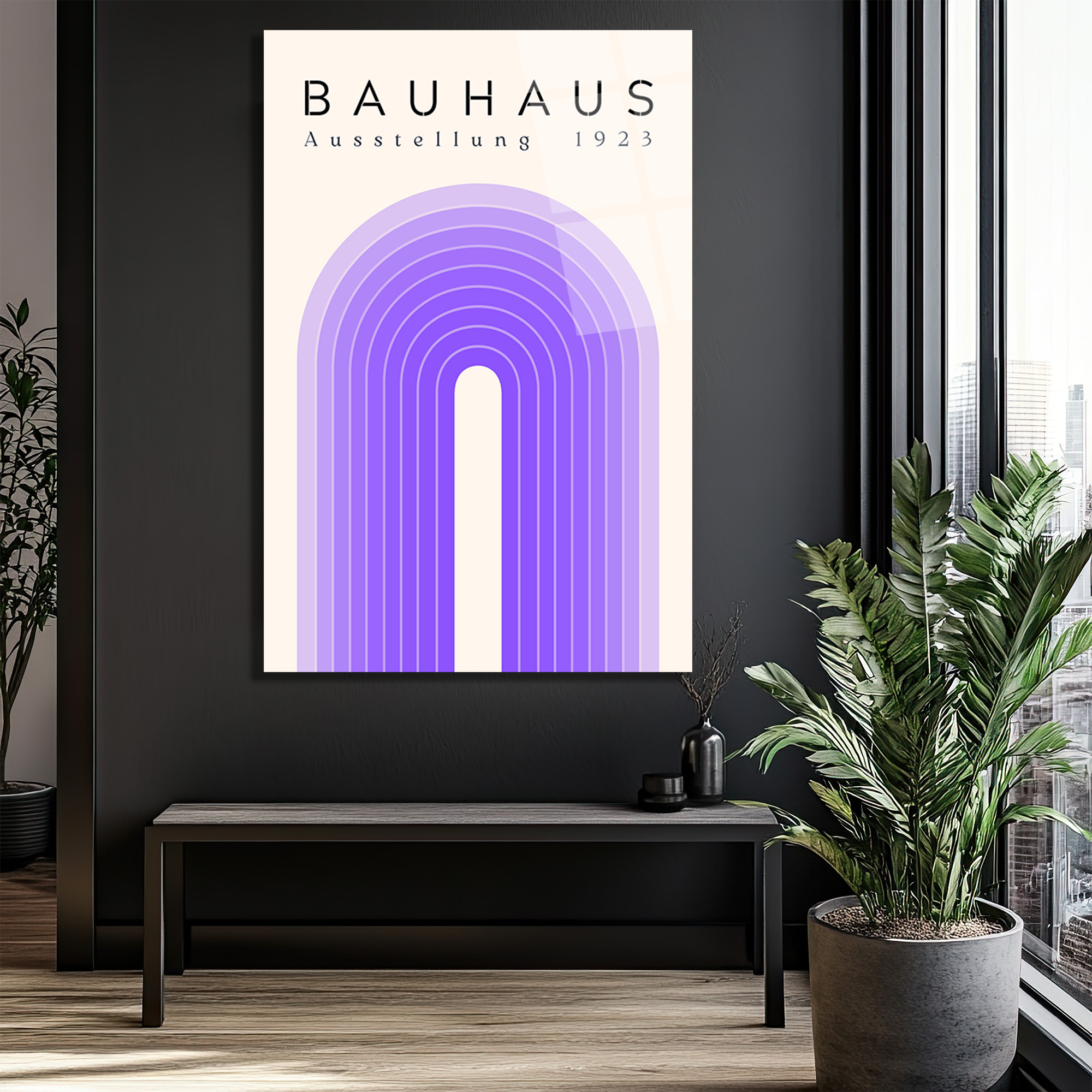 Bauhaus Estetiği Mor Tonlar Cam Tablo - Modern Sanat Koleksiyonu - Glazella Bauhaus Estetiği Mor Tonlar Cam Tablo - Modern Sanat Koleksiyonu - Glazella