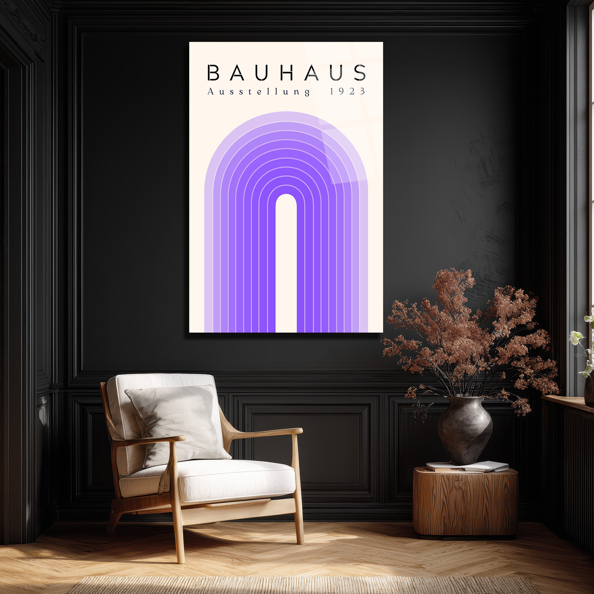 Bauhaus Estetiği Mor Tonlar Cam Tablo - Modern Sanat Koleksiyonu - Glazella Bauhaus Estetiği Mor Tonlar Cam Tablo - Modern Sanat Koleksiyonu - Glazella