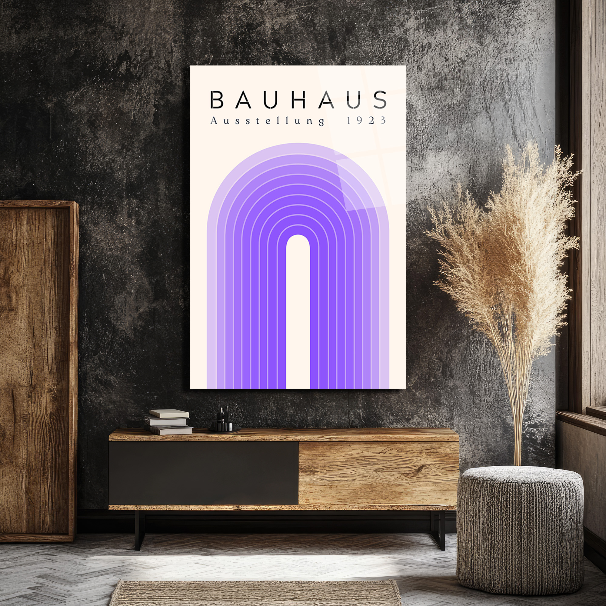 Bauhaus Estetiği Mor Tonlar Cam Tablo - Modern Sanat Koleksiyonu - Glazella Bauhaus Estetiği Mor Tonlar Cam Tablo - Modern Sanat Koleksiyonu - Glazella