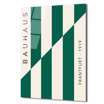 Bauhaus Yeşil Çizgili Sanat Cam Tablo - Modern Duvar Dekoru - Glazella