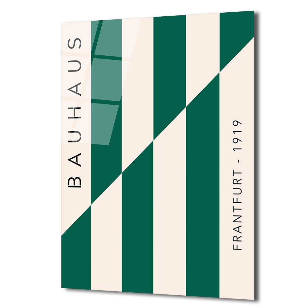 Bauhaus Yeşil Çizgili Sanat Cam Tablo - Modern Duvar Dekoru - Glazella Bauhaus Yeşil Çizgili Sanat Cam Tablo - Modern Duvar Dekoru - Glazella