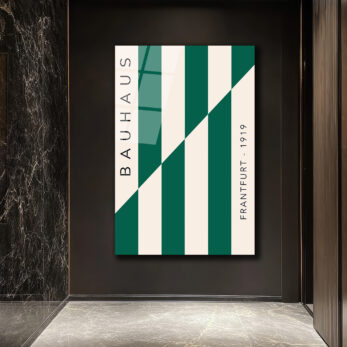 Bauhaus Yeşil Çizgili Sanat Cam Tablo - Modern Duvar Dekoru - Glazella Bauhaus Yeşil Çizgili Sanat Cam Tablo - Modern Duvar Dekoru - Glazella