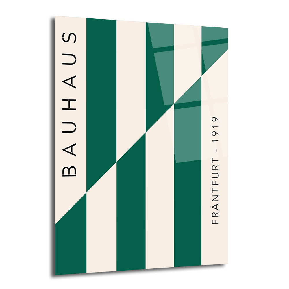 Bauhaus Yeşil Çizgili Sanat Cam Tablo - Modern Duvar Dekoru - Glazella Bauhaus Yeşil Çizgili Sanat Cam Tablo - Modern Duvar Dekoru - Glazella