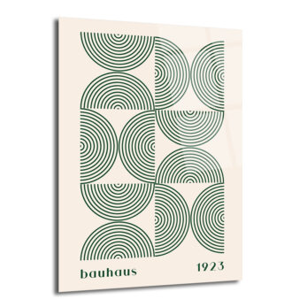 Bauhaus Geometrik Yeşil Desenli Cam Tablo - Glazella
