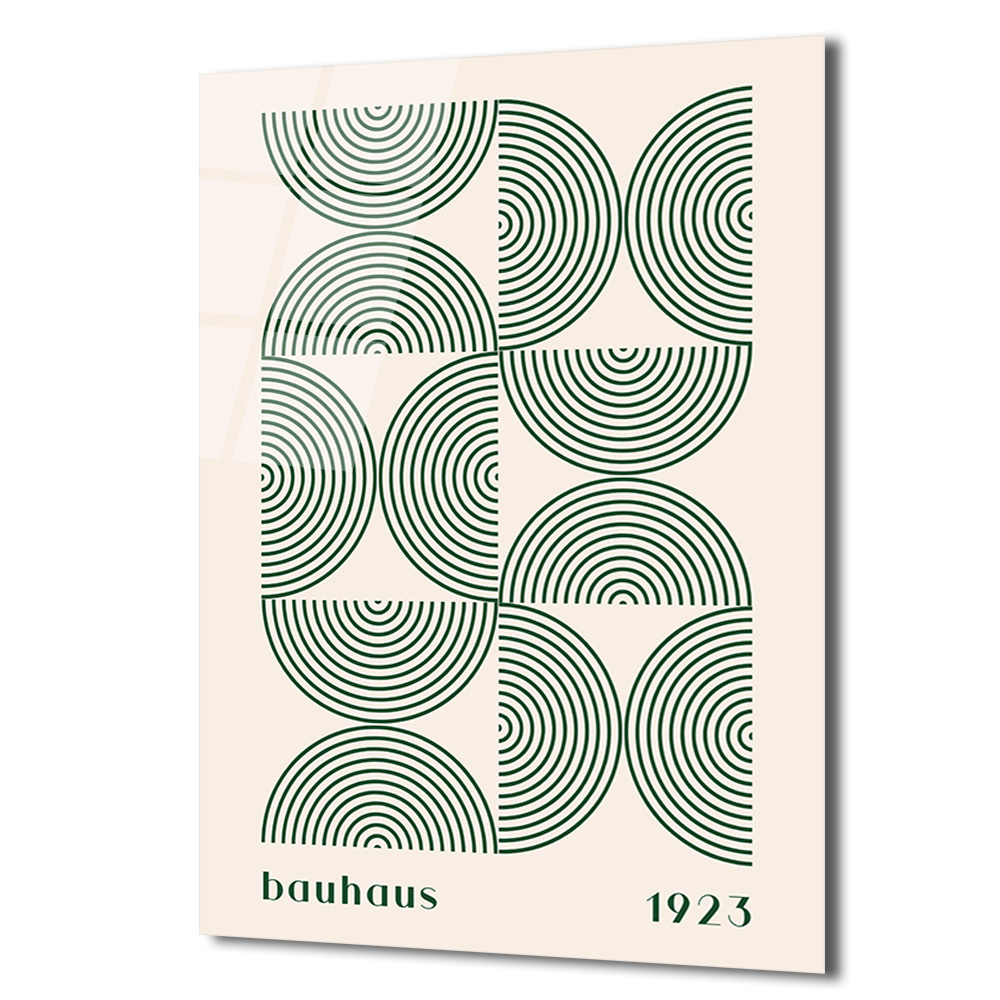 Bauhaus Geometrik Yeşil Desenli Cam Tablo - Glazella Bauhaus Geometrik Yeşil Desenli Cam Tablo - Glazella
