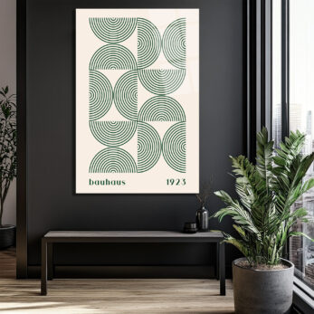 Bauhaus Geometrik Yeşil Desenli Cam Tablo - Glazella Bauhaus Geometrik Yeşil Desenli Cam Tablo - Glazella