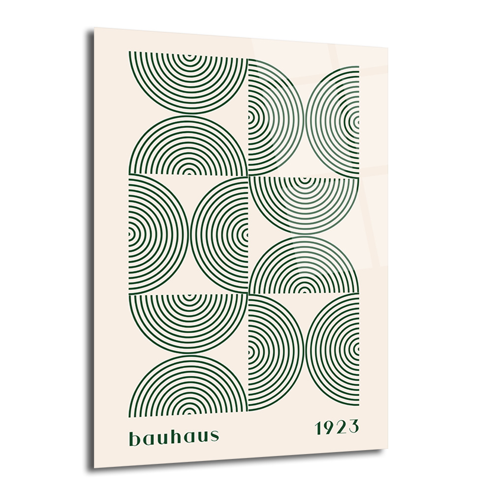 Bauhaus Geometrik Yeşil Desenli Cam Tablo - Glazella Bauhaus Geometrik Yeşil Desenli Cam Tablo - Glazella