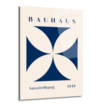 Bauhaus Ausstellung 1919 Mavi Geometrik Cam Tablo - Glazella