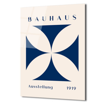 Bauhaus Ausstellung 1919 Mavi Geometrik Cam Tablo - Glazella Bauhaus Ausstellung 1919 Mavi Geometrik Cam Tablo - Glazella