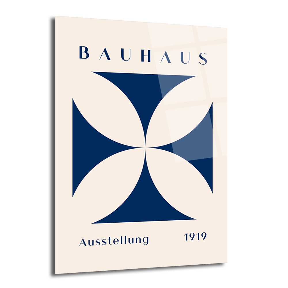 Bauhaus Ausstellung 1919 Mavi Geometrik Cam Tablo - Glazella Bauhaus Ausstellung 1919 Mavi Geometrik Cam Tablo - Glazella