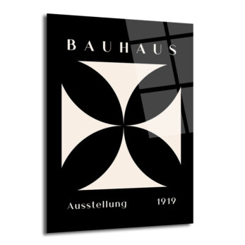 Bauhaus Minimalist Geometrik Cam Tablo - Siyah Beyaz Sanat Eseri - Glazella