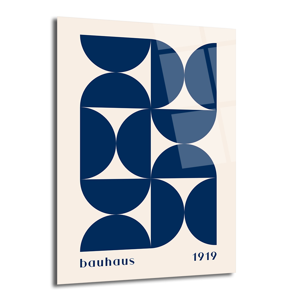 Bauhaus Mavi Geometrik Desen Cam Tablo - Modern Sanat Duvar Dekoru - Glazella Bauhaus Mavi Geometrik Desen Cam Tablo - Modern Sanat Duvar Dekoru - Glazella