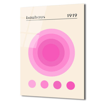 Bauhaus 1919 Pembe Daireler Modern Tasarım Cam Tablo - Glazella Bauhaus 1919 Pembe Daireler Modern Tasarım Cam Tablo - Glazella
