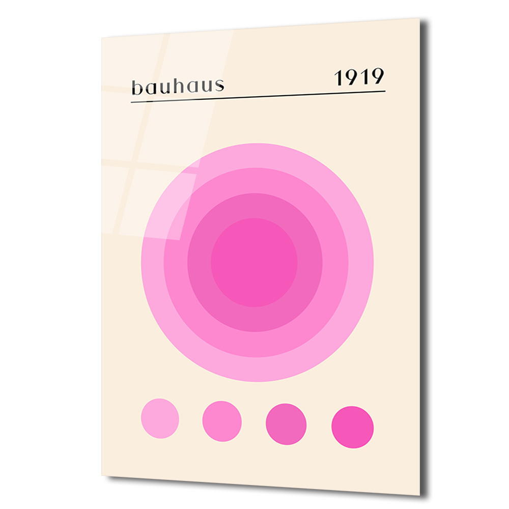 Bauhaus 1919 Pembe Daireler Modern Tasarım Cam Tablo - Glazella Bauhaus 1919 Pembe Daireler Modern Tasarım Cam Tablo - Glazella