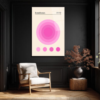 Bauhaus 1919 Pembe Daireler Modern Tasarım Cam Tablo - Glazella Bauhaus 1919 Pembe Daireler Modern Tasarım Cam Tablo - Glazella