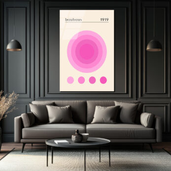Bauhaus 1919 Pembe Daireler Modern Tasarım Cam Tablo - Glazella Bauhaus 1919 Pembe Daireler Modern Tasarım Cam Tablo - Glazella