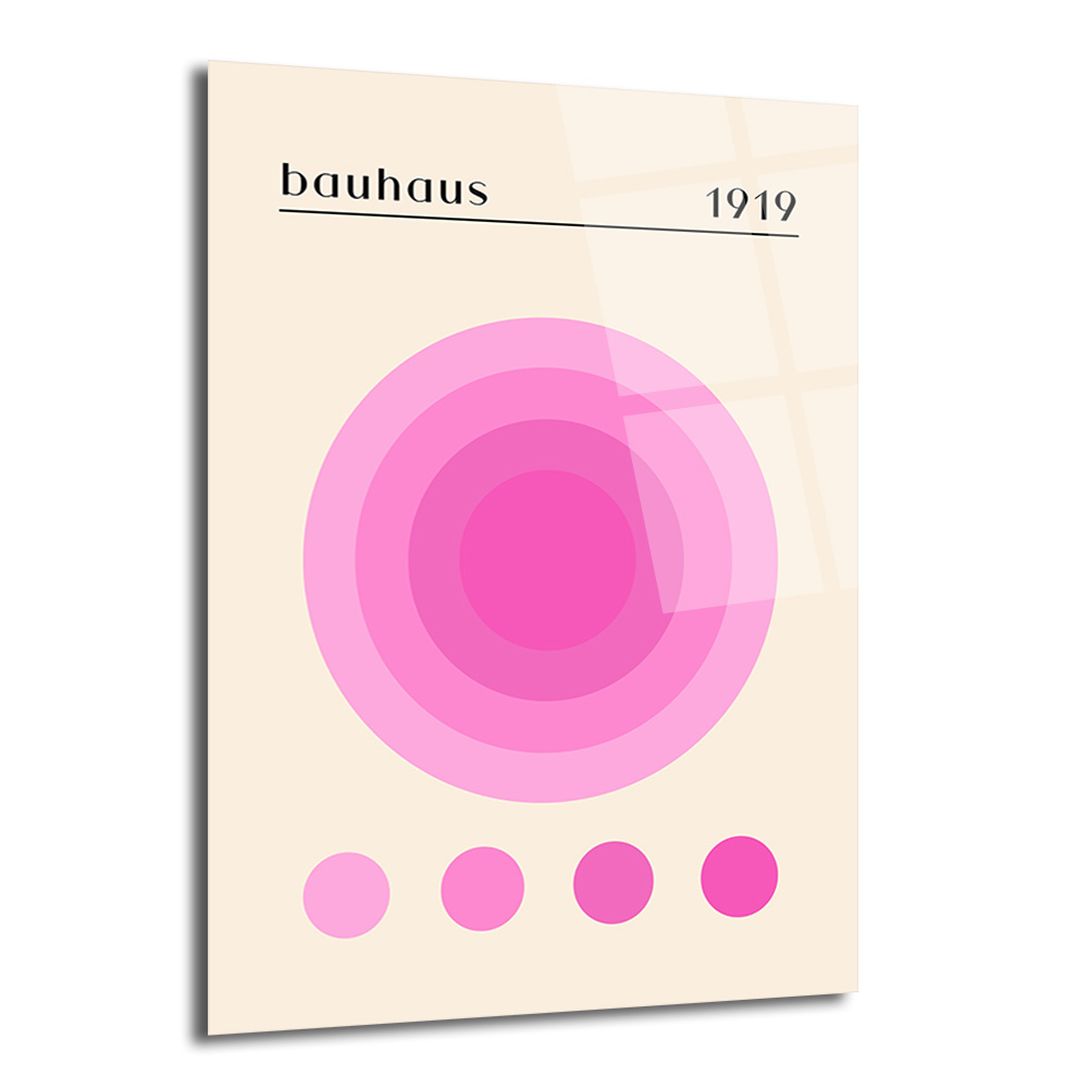 Bauhaus 1919 Pembe Daireler Modern Tasarım Cam Tablo - Glazella Bauhaus 1919 Pembe Daireler Modern Tasarım Cam Tablo - Glazella