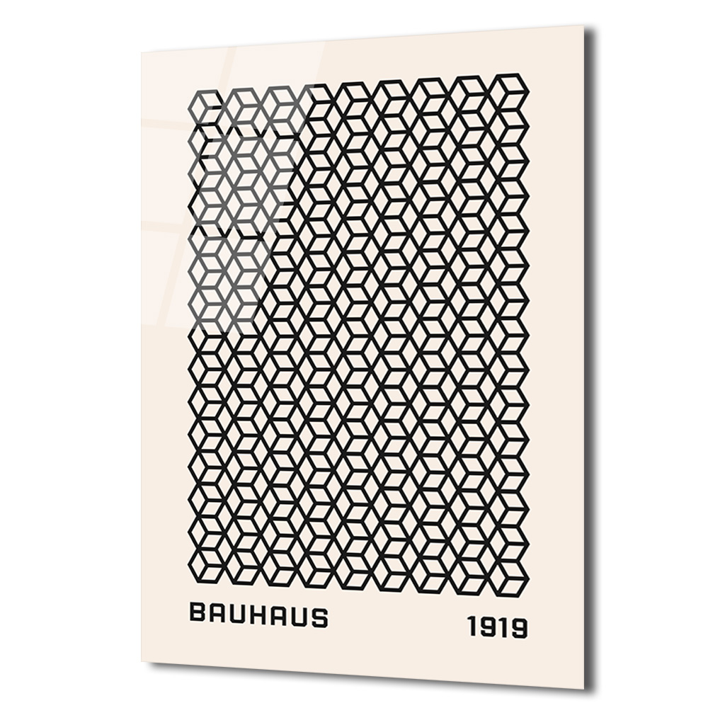 Bauhaus Geometrik Küpler Cam Tablo - Minimalist Sanat Dekorasyonu - Glazella Bauhaus Geometrik Küpler Cam Tablo - Minimalist Sanat Dekorasyonu - Glazella