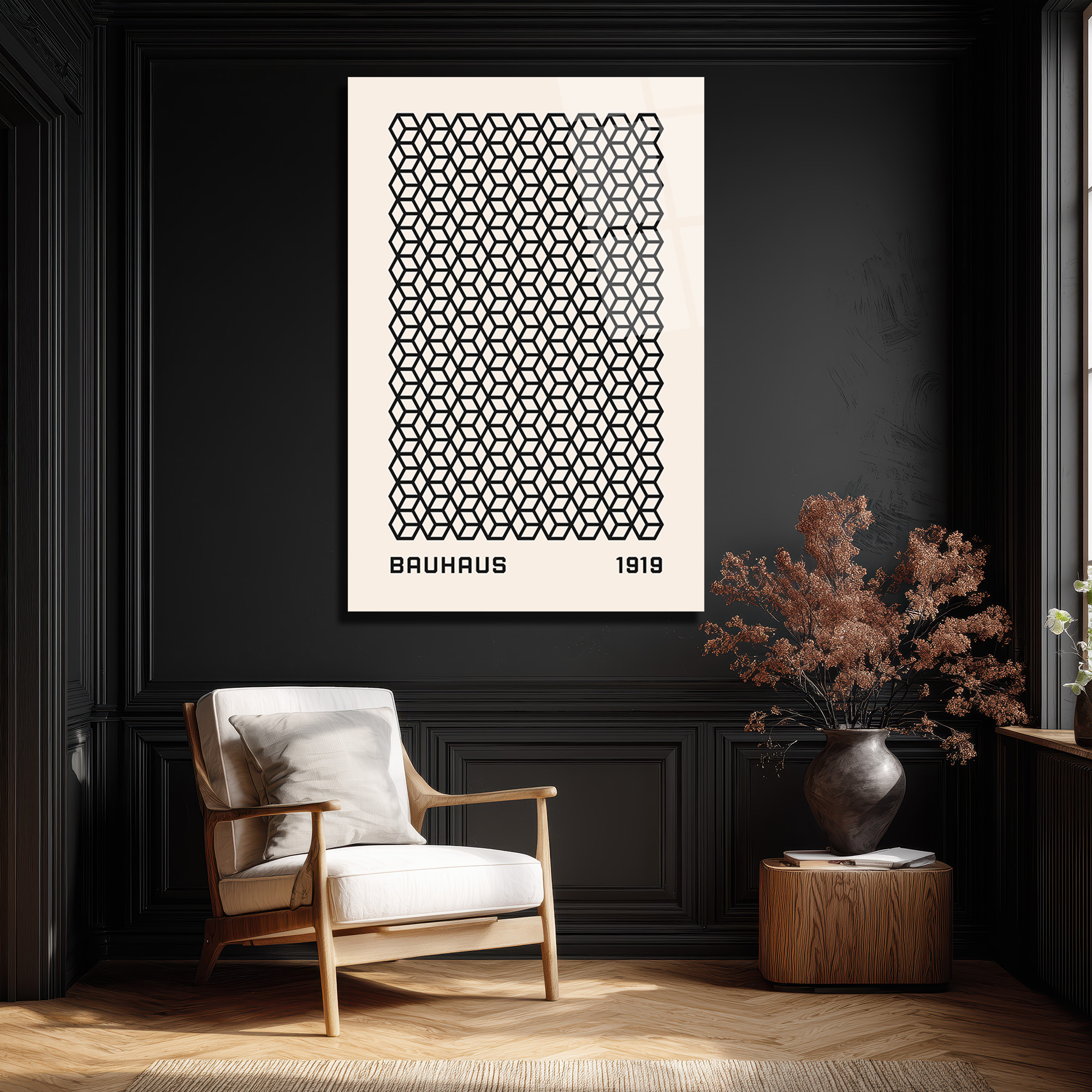 Bauhaus Geometrik Küpler Cam Tablo - Minimalist Sanat Dekorasyonu - Glazella Bauhaus Geometrik Küpler Cam Tablo - Minimalist Sanat Dekorasyonu - Glazella