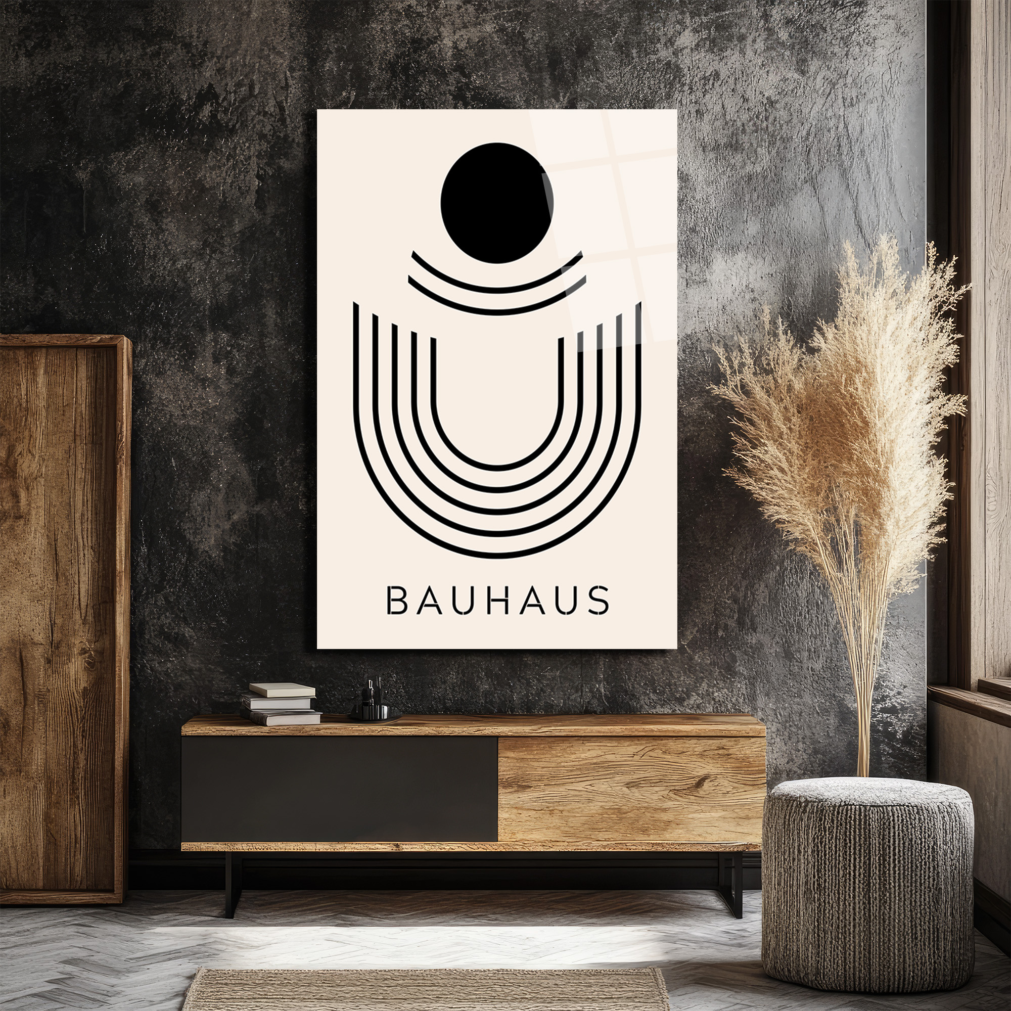 Bauhaus Minimalist Geometrik Sanat Cam Tablo - Glazella Bauhaus Minimalist Geometrik Sanat Cam Tablo - Glazella