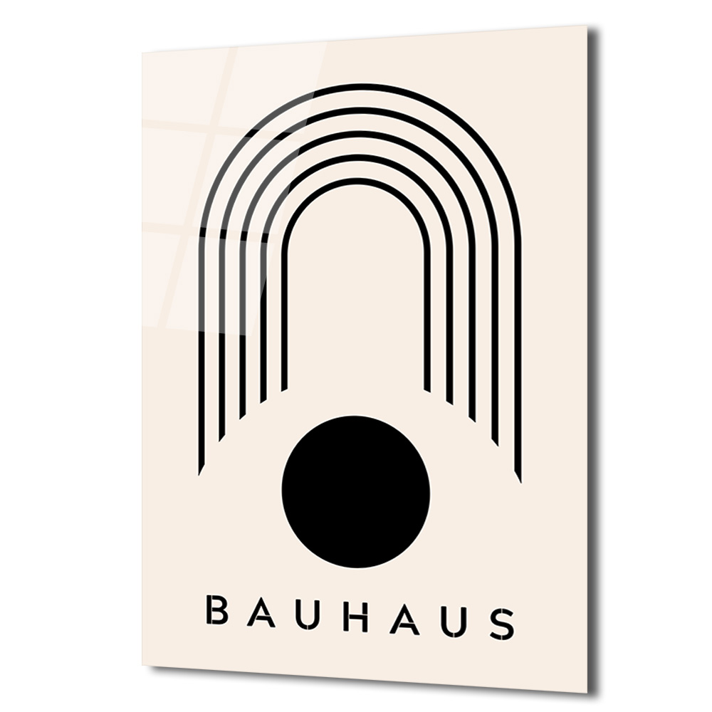 Bauhaus Siyah Geometrik Minimalist Cam Tablo - Glazella Bauhaus Siyah Geometrik Minimalist Cam Tablo - Glazella