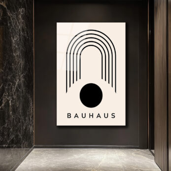 Bauhaus Siyah Geometrik Minimalist Cam Tablo - Glazella Bauhaus Siyah Geometrik Minimalist Cam Tablo - Glazella