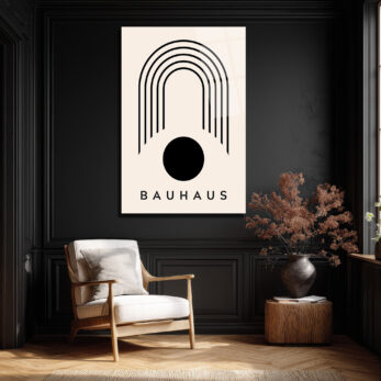 Bauhaus Siyah Geometrik Minimalist Cam Tablo - Glazella Bauhaus Siyah Geometrik Minimalist Cam Tablo - Glazella