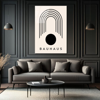 Bauhaus Siyah Geometrik Minimalist Cam Tablo - Glazella Bauhaus Siyah Geometrik Minimalist Cam Tablo - Glazella
