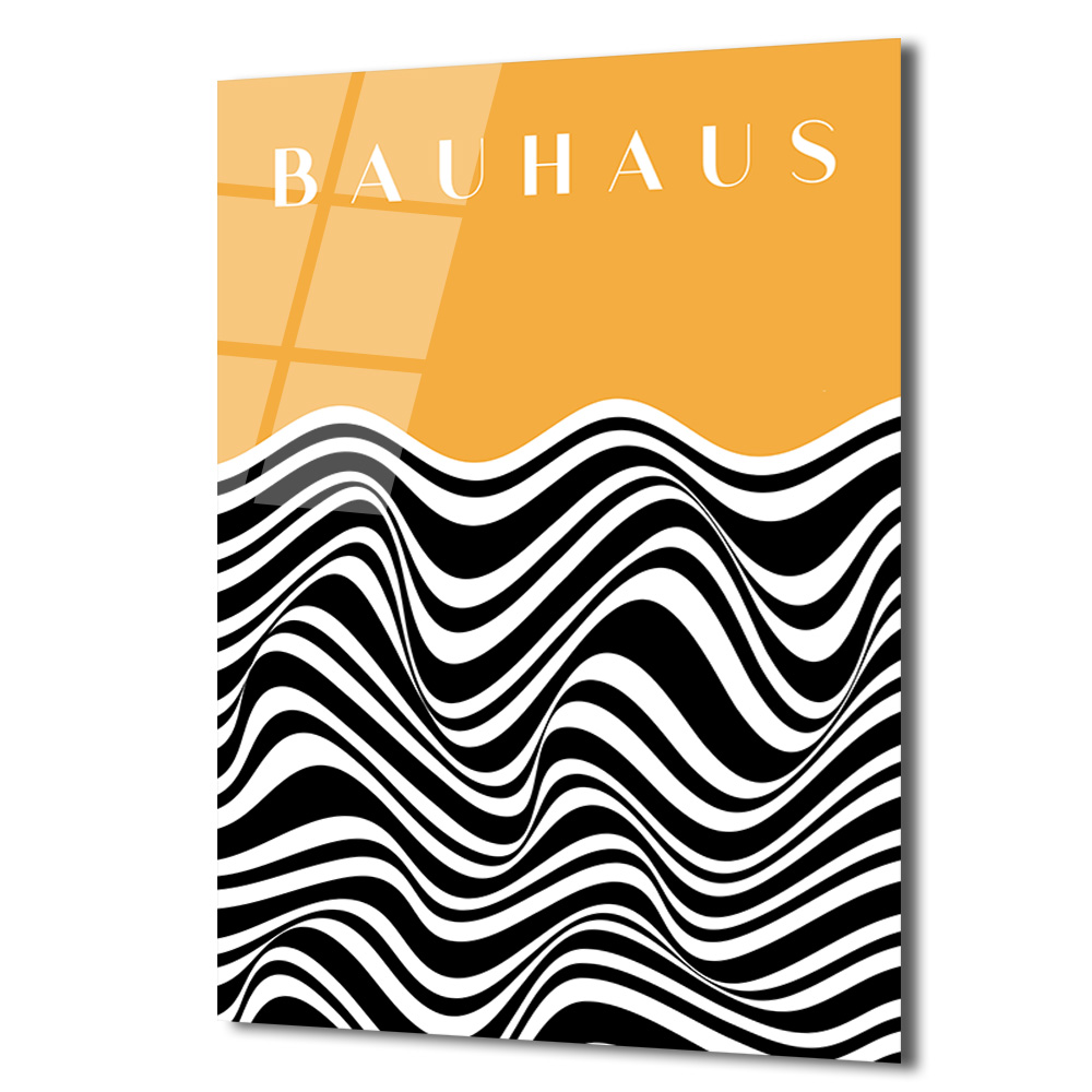Bauhaus Dalgalar Cam Tablo: Optik Sanatın Modern Dokunuşu - Glazella Bauhaus Dalgalar Cam Tablo: Optik Sanatın Modern Dokunuşu - Glazella