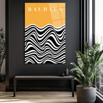 Bauhaus Dalgalar Cam Tablo: Optik Sanatın Modern Dokunuşu - Glazella Bauhaus Dalgalar Cam Tablo: Optik Sanatın Modern Dokunuşu - Glazella