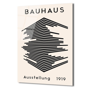 Bauhaus Soyut Çizgiler Modern Tasarım Cam Tablo - Glazella