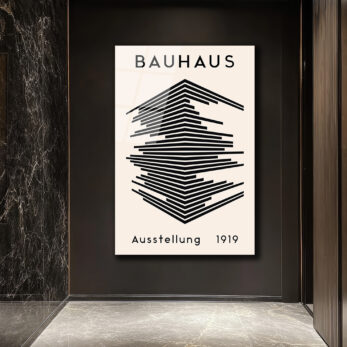 Bauhaus Soyut Çizgiler Modern Tasarım Cam Tablo - Glazella