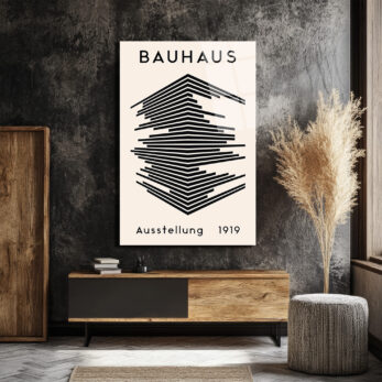 Bauhaus Soyut Çizgiler Modern Tasarım Cam Tablo - Glazella