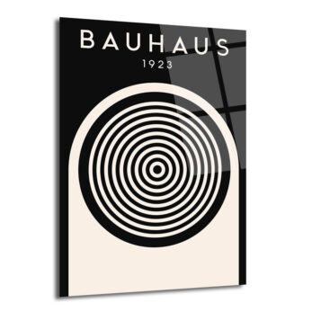 Bauhaus 1923 Minimalist Siyah Beyaz Cam Tablo - Glazella