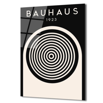 Bauhaus 1923 Minimalist Siyah Beyaz Cam Tablo - Glazella
