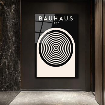 Bauhaus 1923 Minimalist Siyah Beyaz Cam Tablo - Glazella
