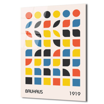 Bauhaus Geometrik Desenli Modern Sanat Cam Tablo - Glazella Bauhaus Geometrik Desenli Modern Sanat Cam Tablo - Glazella