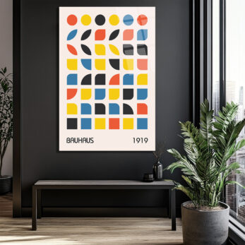 Bauhaus Geometrik Desenli Modern Sanat Cam Tablo - Glazella Bauhaus Geometrik Desenli Modern Sanat Cam Tablo - Glazella