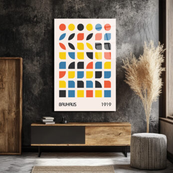 Bauhaus Geometrik Desenli Modern Sanat Cam Tablo - Glazella Bauhaus Geometrik Desenli Modern Sanat Cam Tablo - Glazella