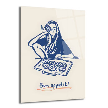 Bon Appetit Kurabiye Keyfi Minimalist Cam Tablo - Glazella