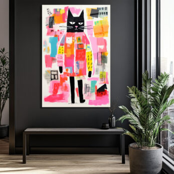 Neşeli Kedi Soyut Sanat Cam Tablo - Modern Duvar Dekoru - Glazella Neşeli Kedi Soyut Sanat Cam Tablo - Modern Duvar Dekoru - Glazella